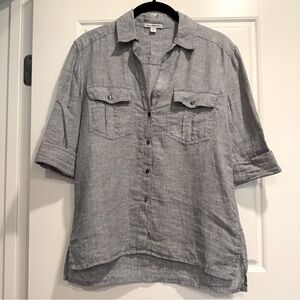 Standard James Perse Button Front Linen Shirt Womens 0 XS Summer Safari Chic